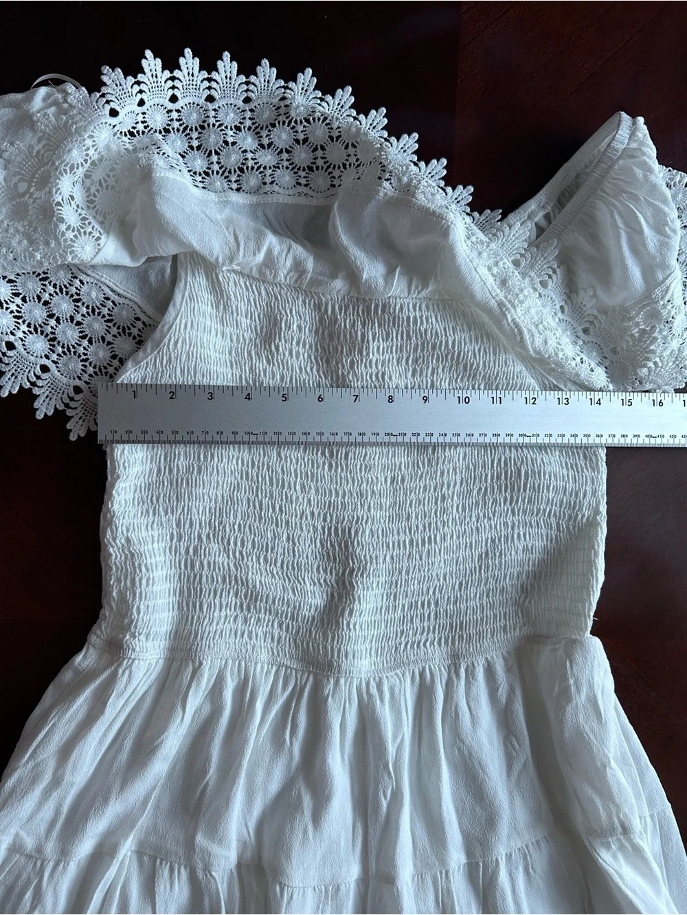 Francesca's Collections White Off-Shoulder Lace Mini Dress size L - Picture 5 of 8